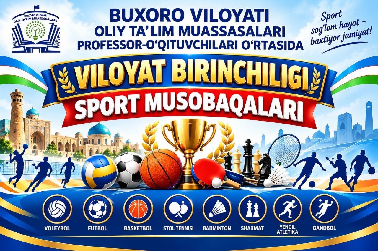 Professor-o'qituvchilar o'rtasida, viloyat birinchiligi sport musobaqalari