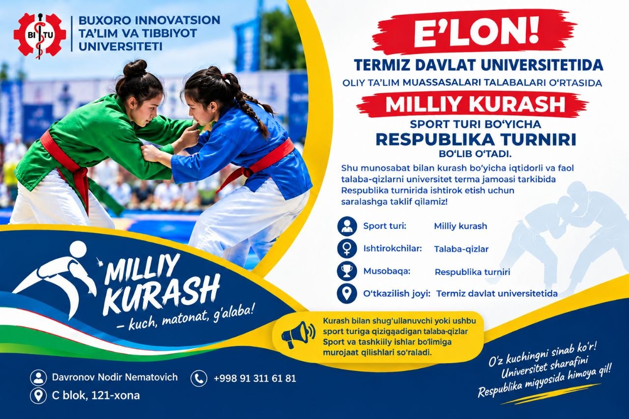 Kurash sport turlari boʻyicha talaba-yoshlar oʻrtasida Respublika turniri
