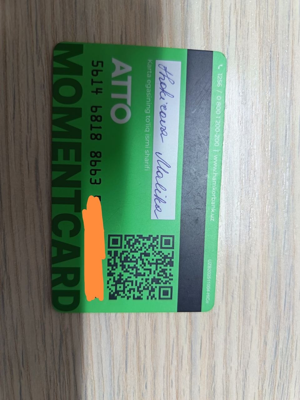 Topib olingan plastik karta