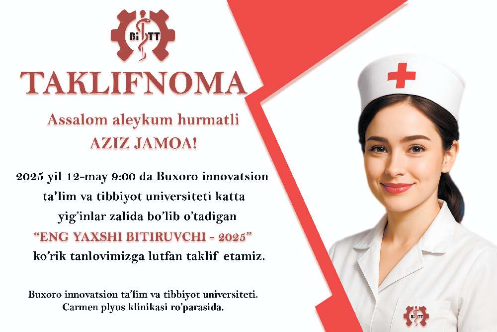 "Xalqaro hamshiralar kuni" ga atab ko‘rik-tanlov o‘tkaziladi. 